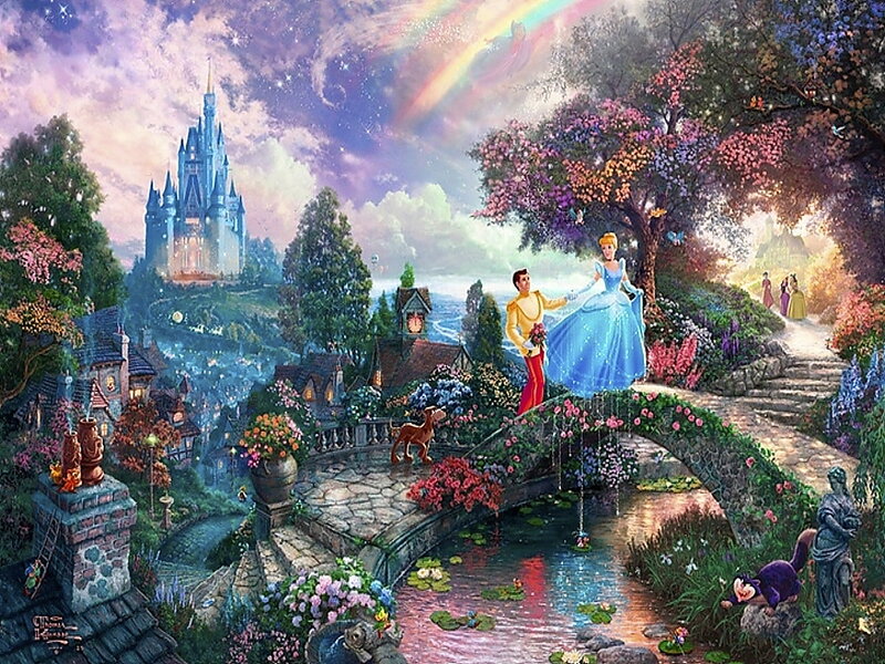 Cinderella and Prince Dancing — Blue, Magical, Sunset