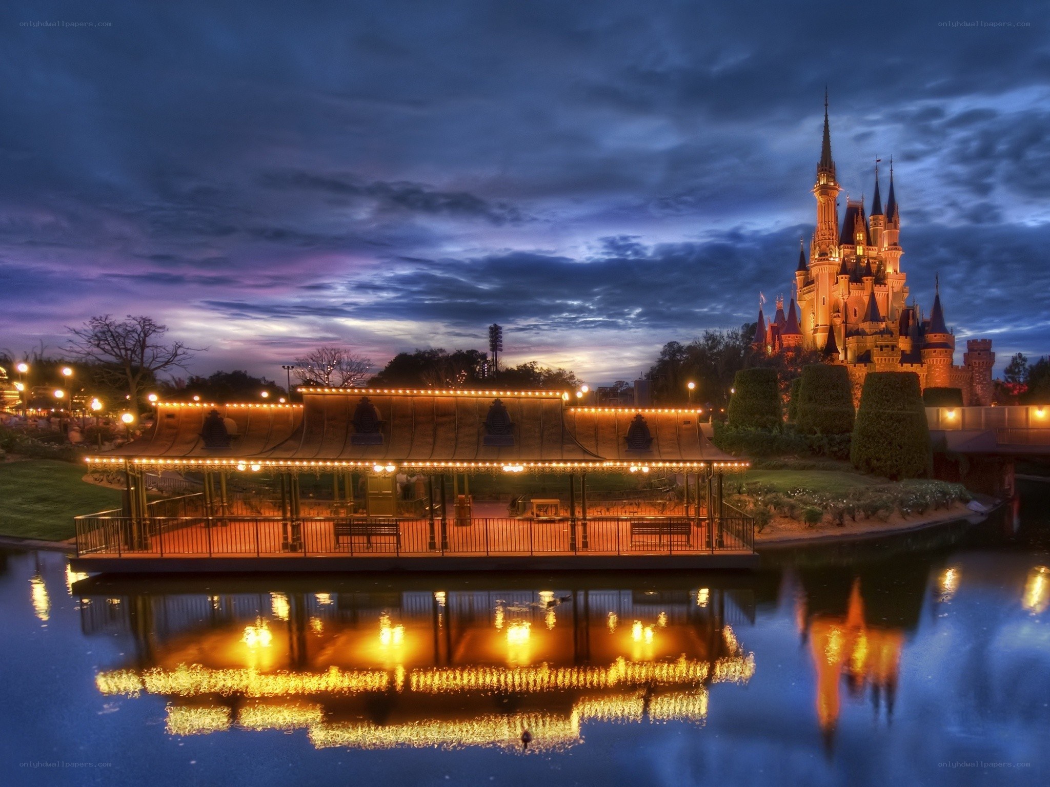 Cinderella Castle at dusk