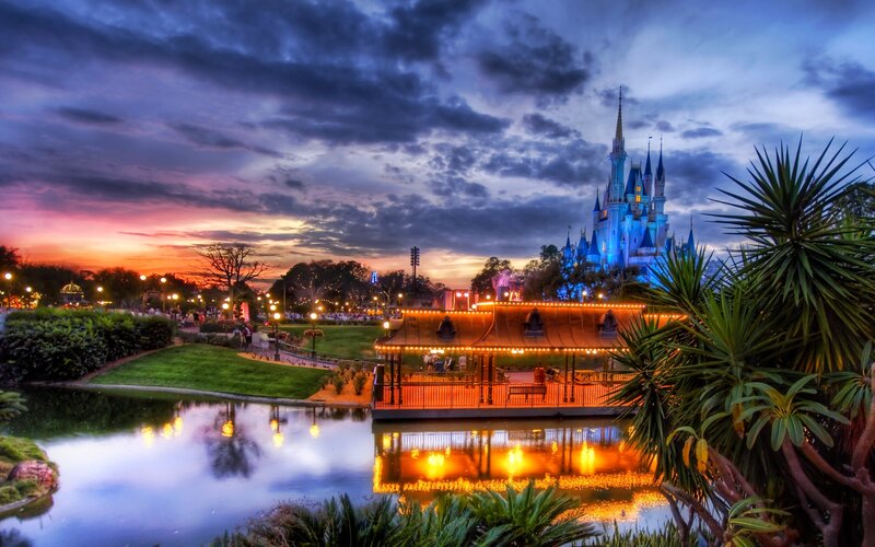 Cinderella Castle at dusk