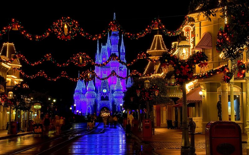 Cinderella Castle at Night — Blue, Festive