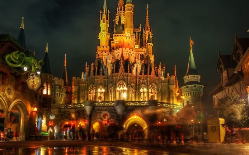 Cinderella Castle at Night — Yellow, Dramatic