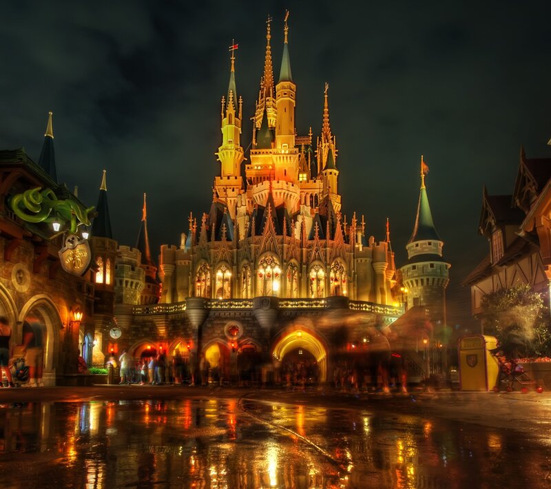Cinderella Castle at Night — Yellow
