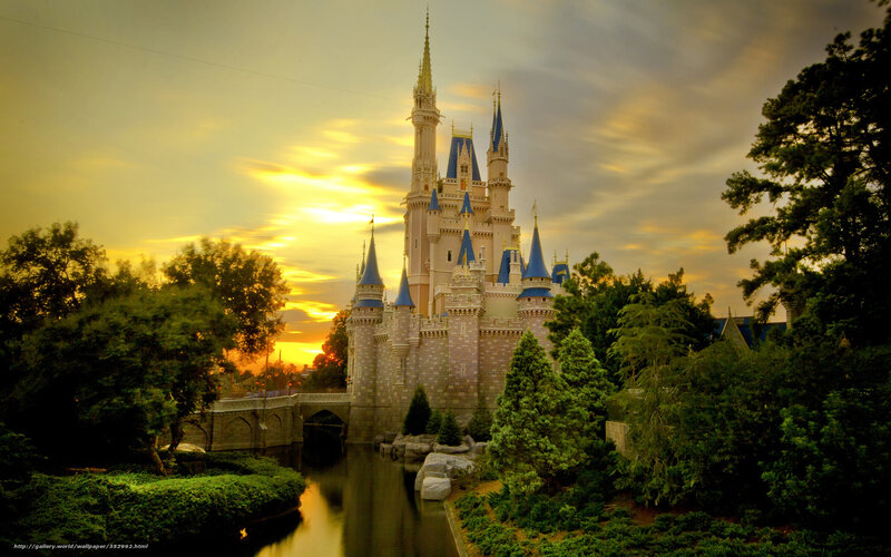 Cinderella Castle — Blue, Dramatic, Sunset, Photograph, River