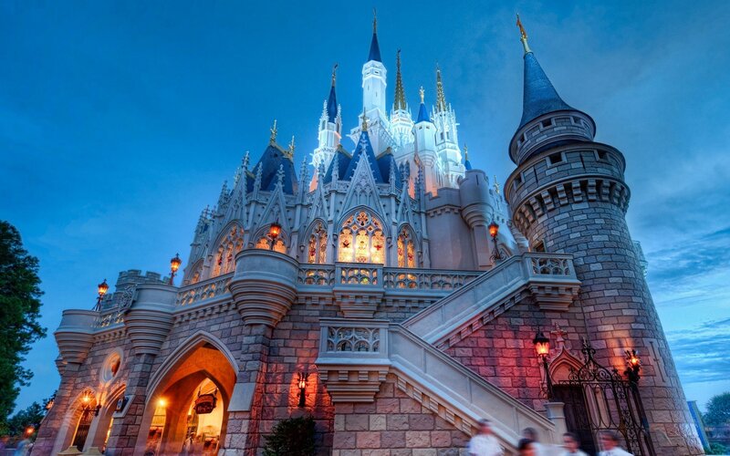 Cinderella Castle — Blue, Dramatic, Sunset, Photograph