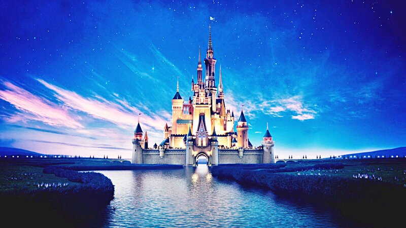 Cinderella Castle — Blue, Magical, Night, Digital Art, Moat