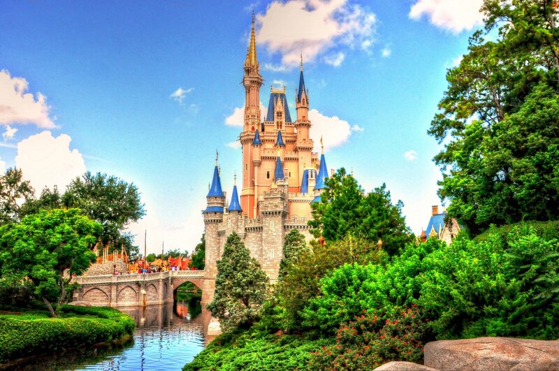 Cinderella Castle — Blue, Serene, Afternoon, Photograph, Bridge