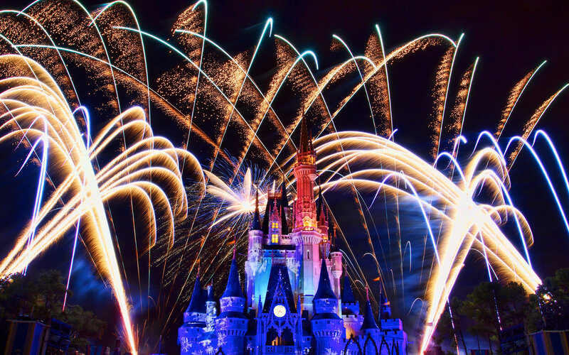 Cinderella Castle Fireworks — Blue