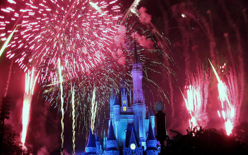 Cinderella Castle Fireworks — Red