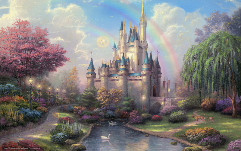 Cinderella Castle with rainbow