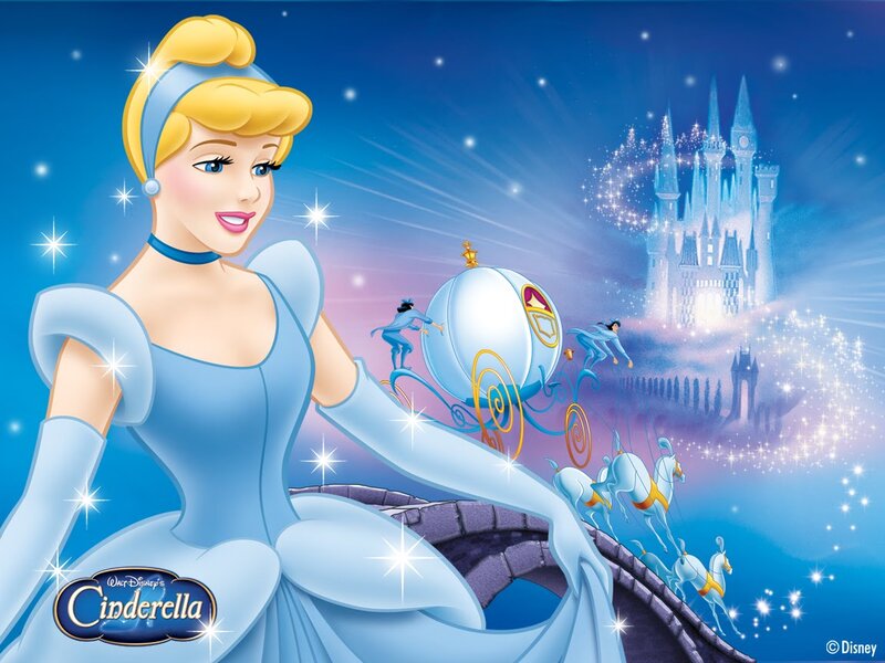Cinderella in Blue Dress — Magical, Night, Illustration, Carriage