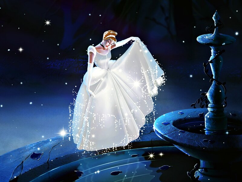 Cinderella in White Dress — Blue