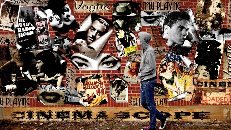 cinema collage with passerby