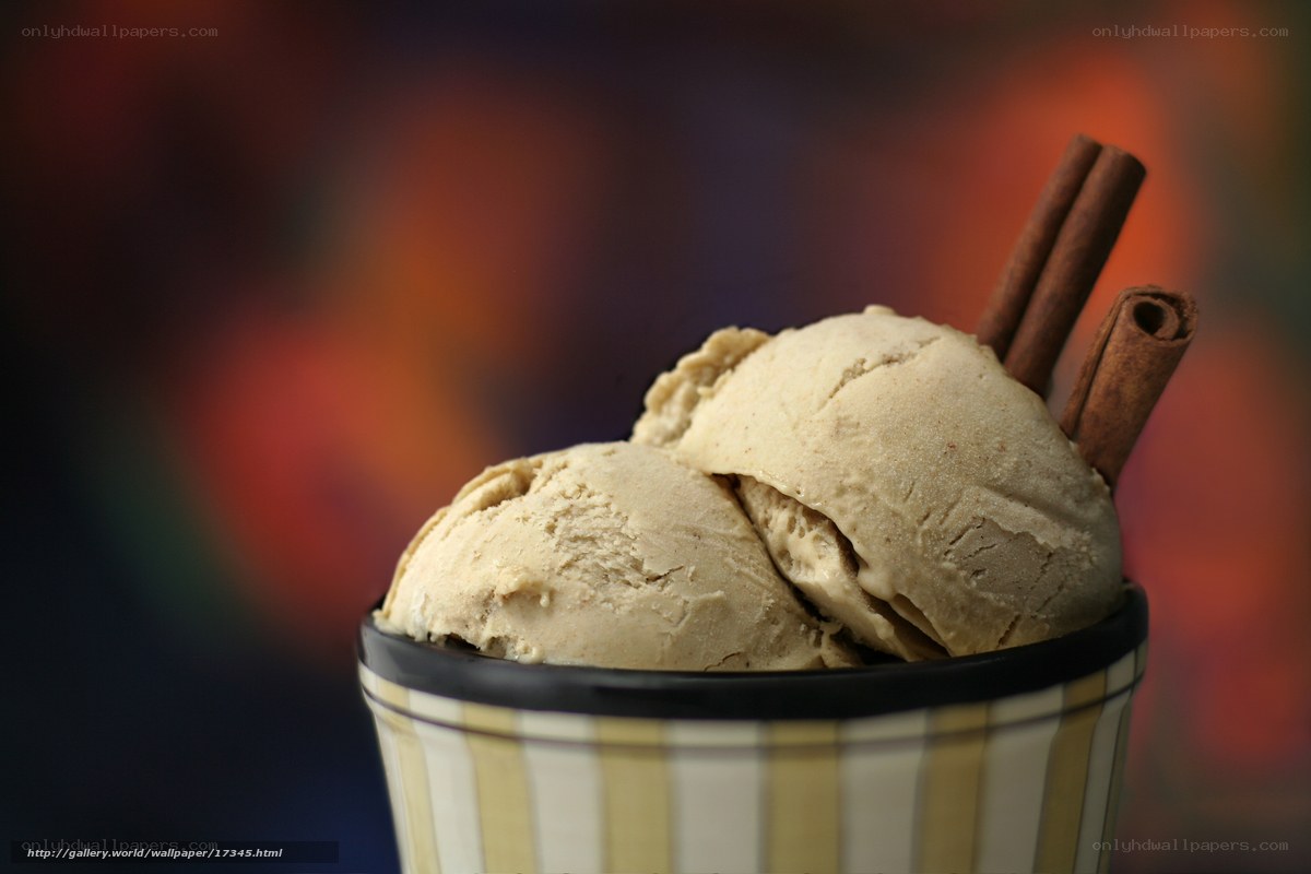 Cinnamon ice cream in a cup