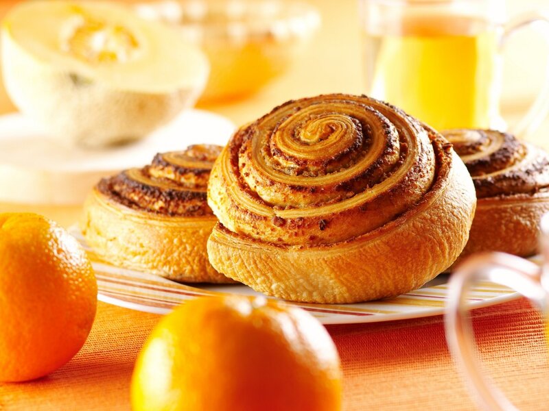 Cinnamon Rolls on Plate — Orange, Warm