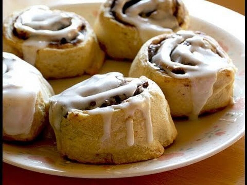 Cinnamon Rolls on Plate — White
