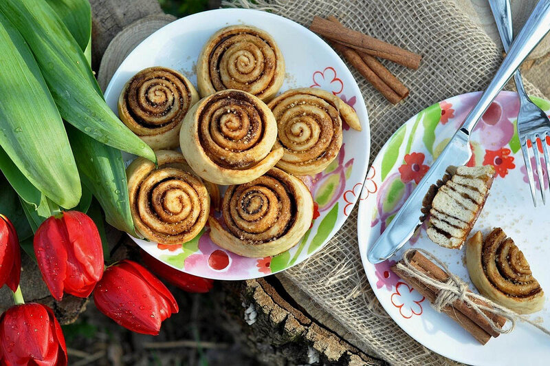 Cinnamon Rolls on Plates