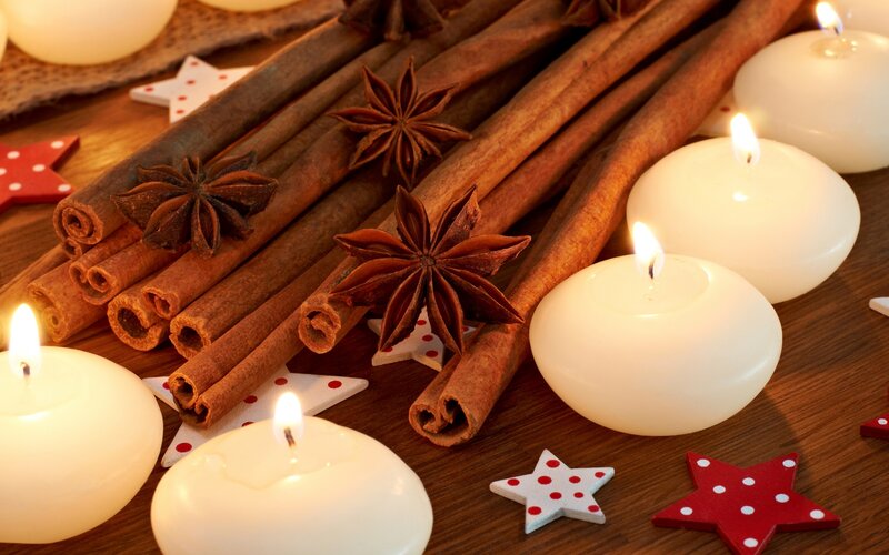 Cinnamon Sticks and Candles — Brown