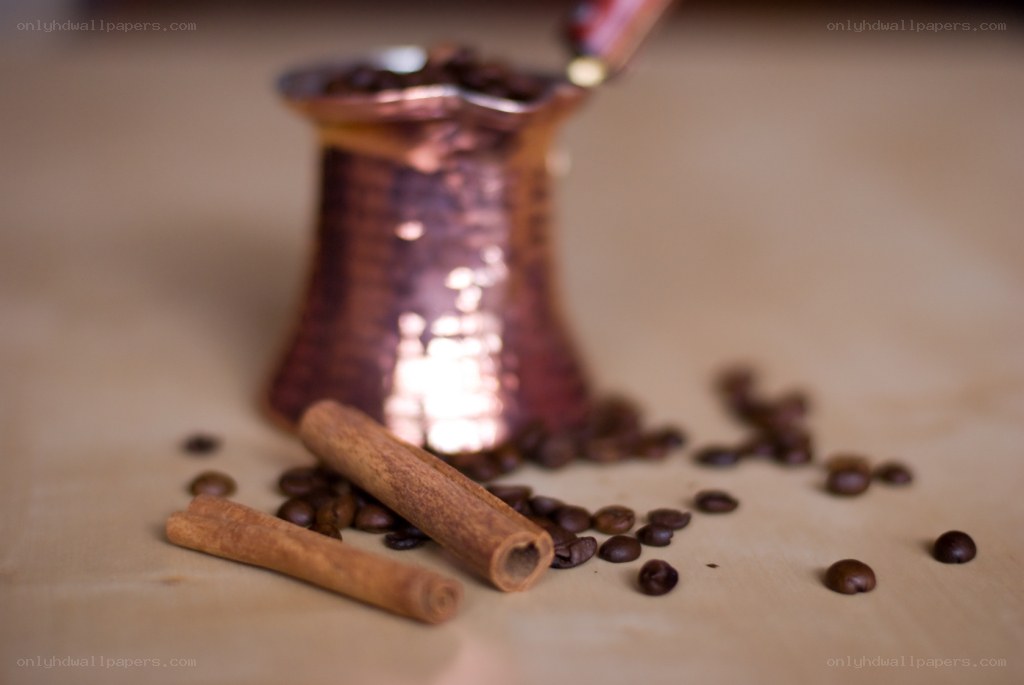 Cinnamon sticks and coffee beans