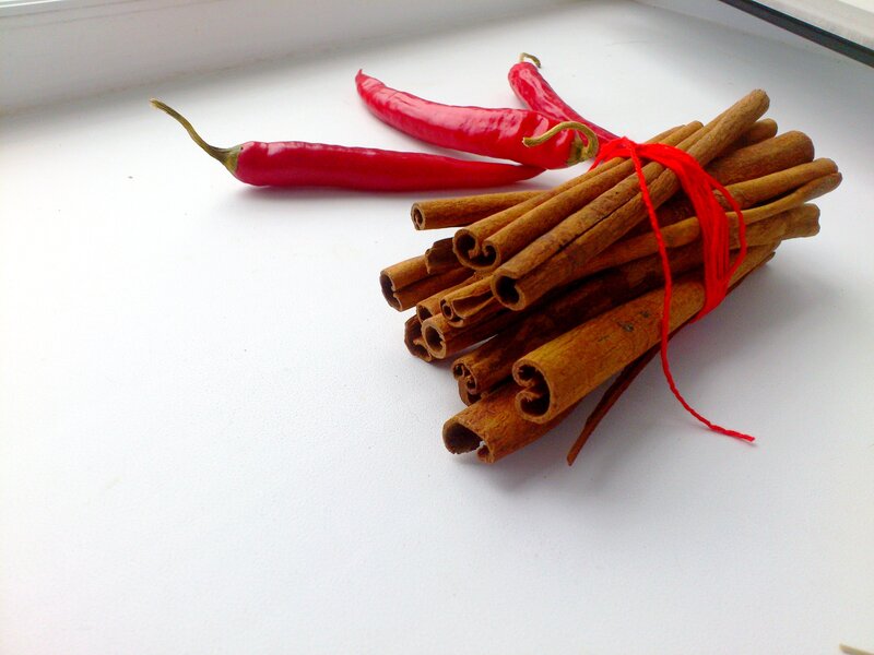 Cinnamon Sticks and Peppers