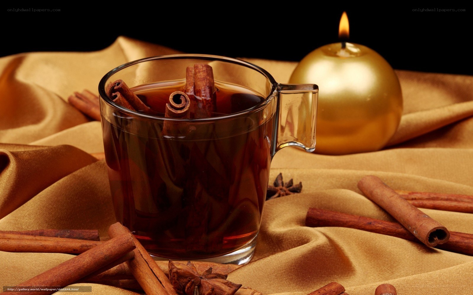 Cinnamon tea with candle