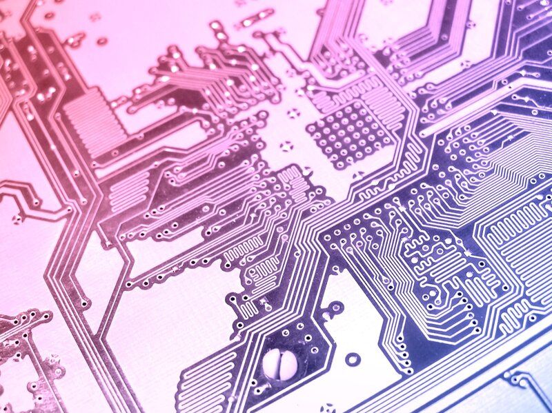 Circuit Board Close-up — Pink, Technical