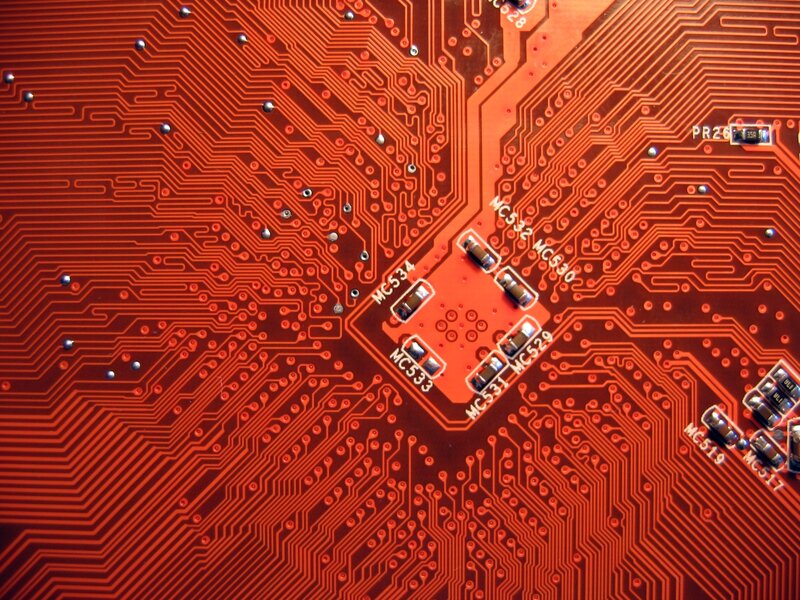 Circuit Board Close-up — Red
