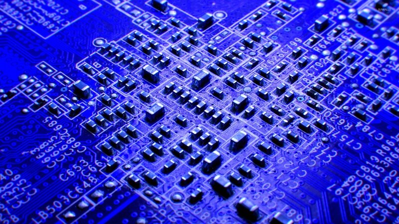Circuit Board Components — Blue, Technical, Photograph, Microchips