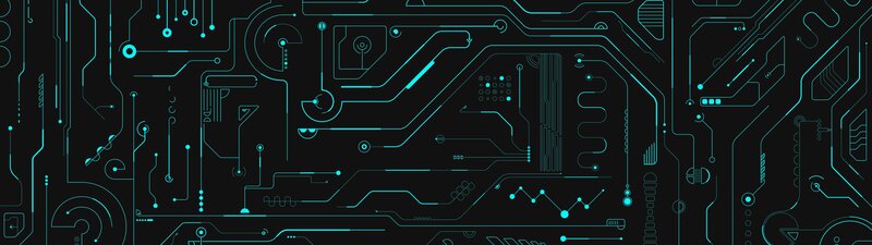 Circuit Board Pattern — Black, Technological, Digital Art