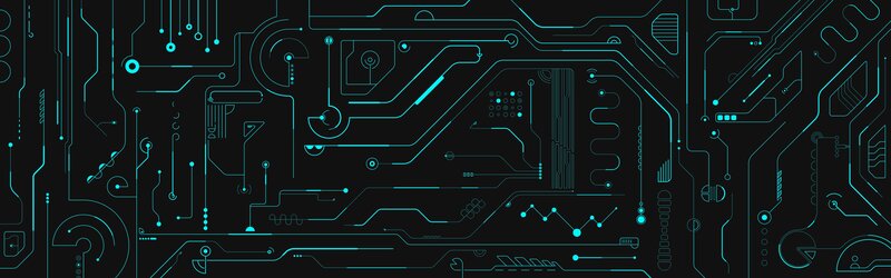 Circuit Board Pattern — Black, Technological, Vector Art, Lines