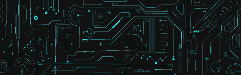 Circuit Board Pattern — Black, Technological, Vector Art