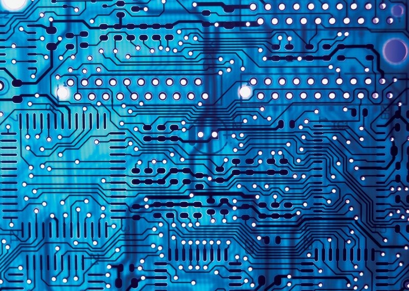 Circuit Board Pattern — Blue, Technical