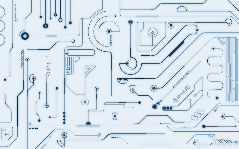 Circuit Board Pattern — Blue, Technical, Vector Art