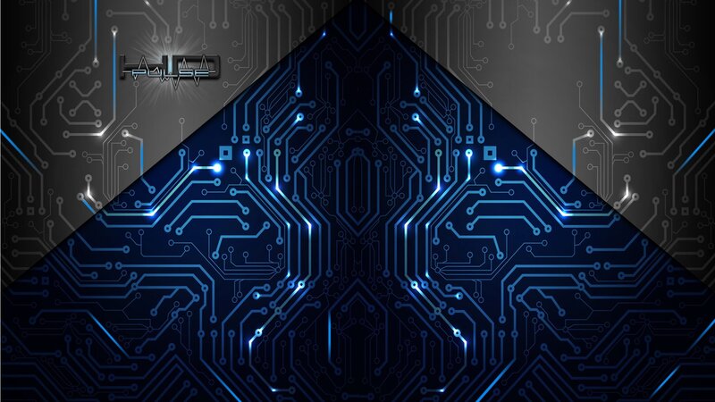 Circuit Board Pattern — Blue, Technological, Digital Art, Blue Lights, Electronic Traces