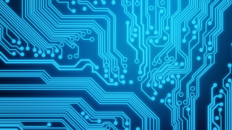 Circuit Board Pattern — Blue, Technological, Digital Art, Circuits, Traces
