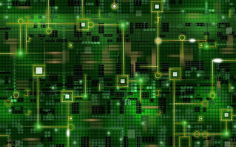 Circuit Board Pattern — Green, Technological