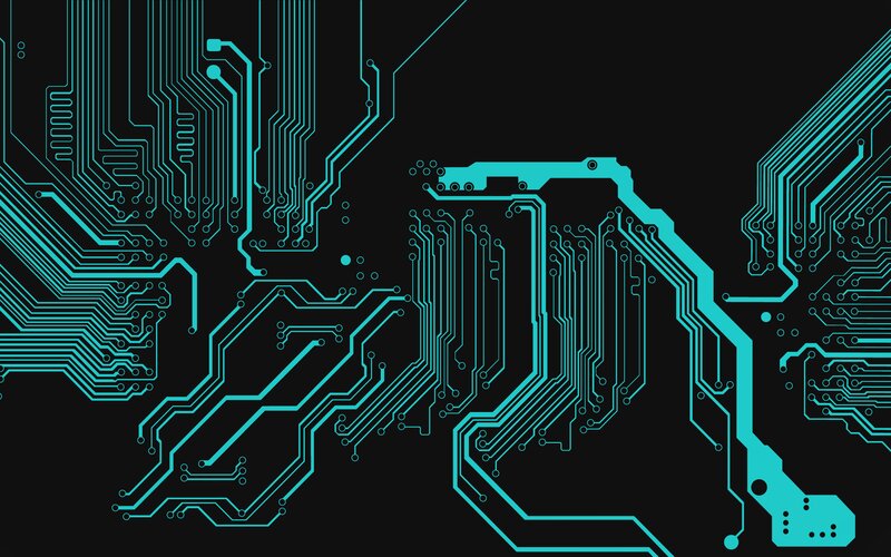 Circuit Board Pattern — Teal, Technological