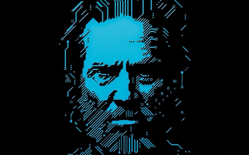circuit board portrait of a man