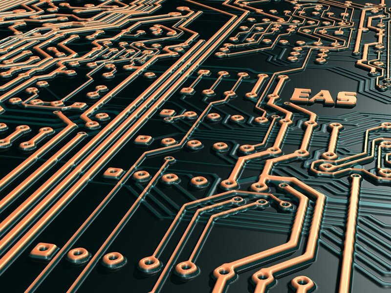 circuit board with EAS text