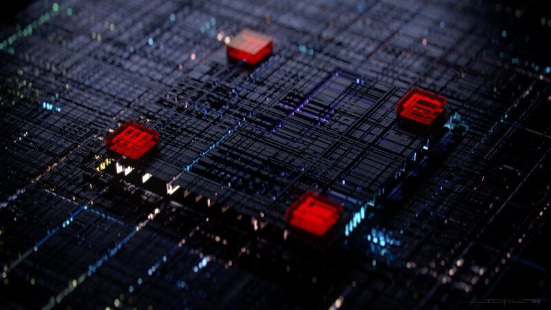 Circuit Board with Glowing Components