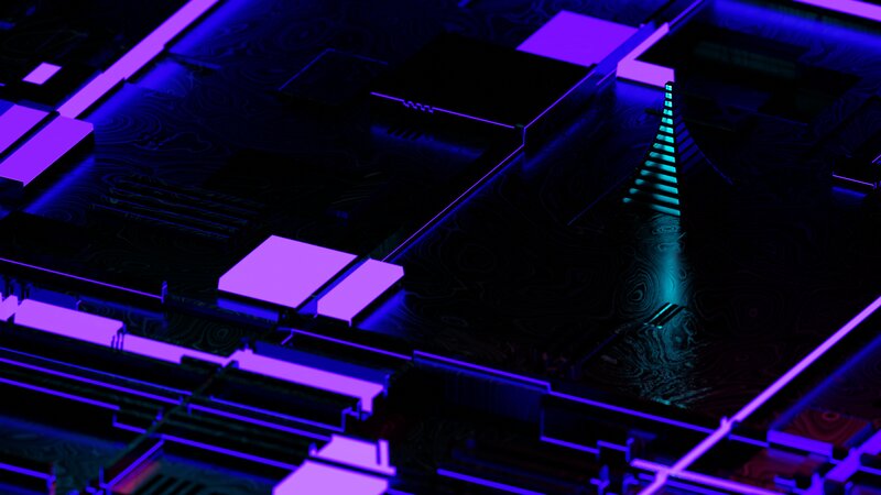 Circuit Board with Glowing Lines