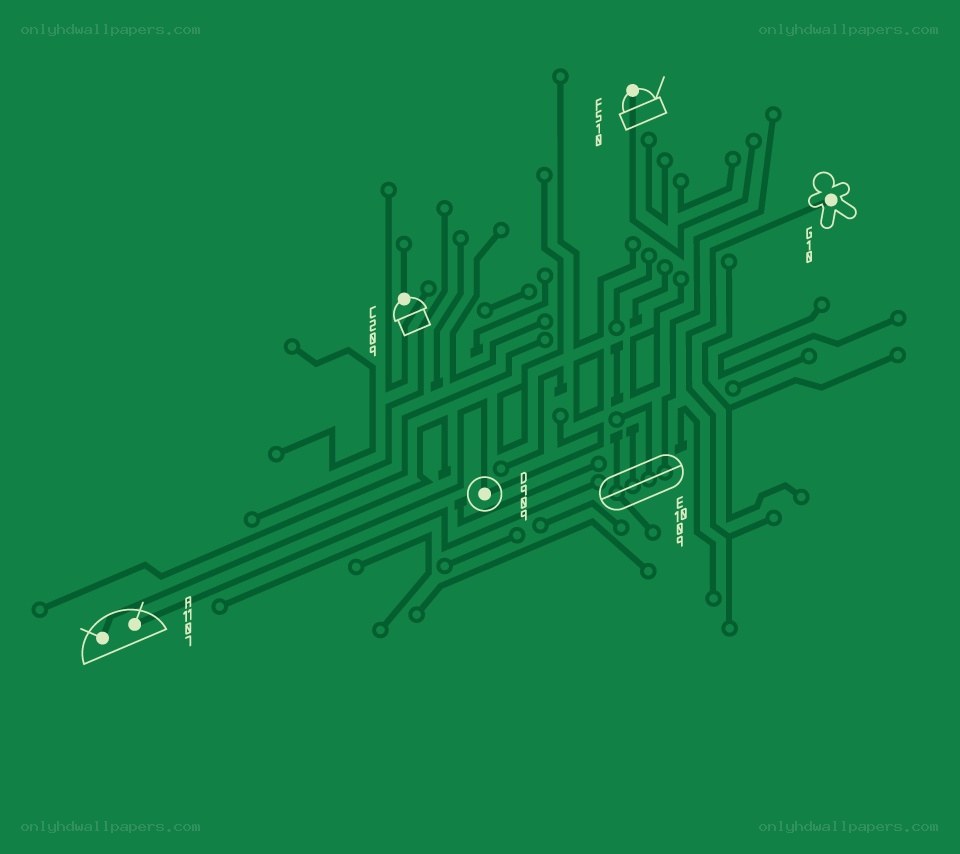 circuit board with icons