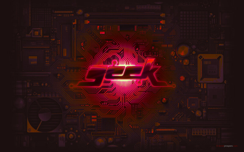 Circuit Board with Text — Red