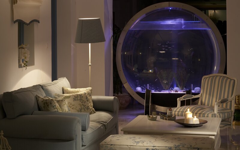Circular Aquarium in Living Room