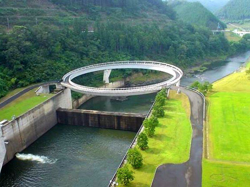 Circular bridge over dam