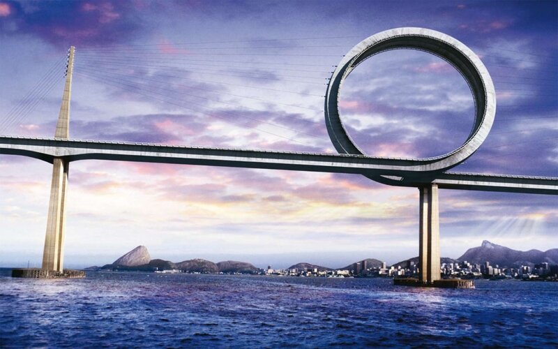 Circular bridge over water