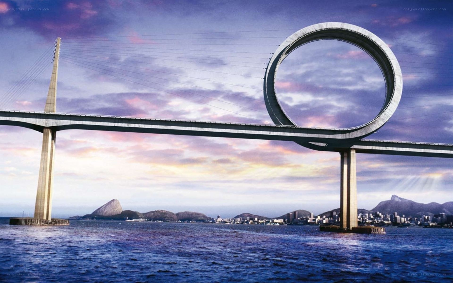 Circular bridge over water