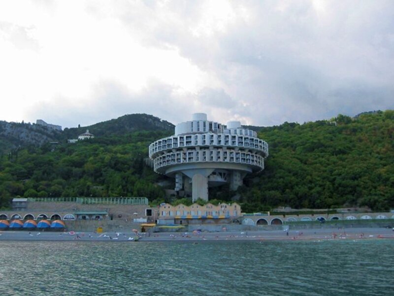 Circular Building on Hillside