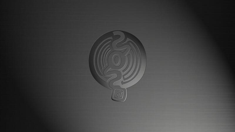 Circular Emblem on Metal — Gray