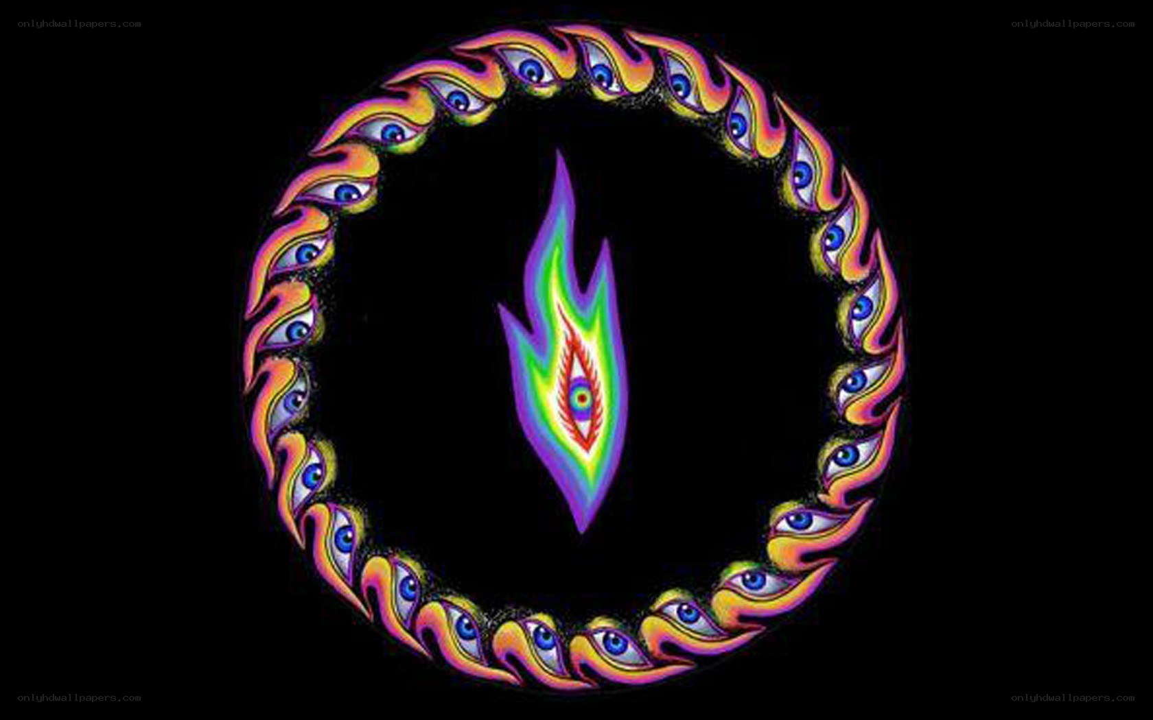 circular eye and flame design