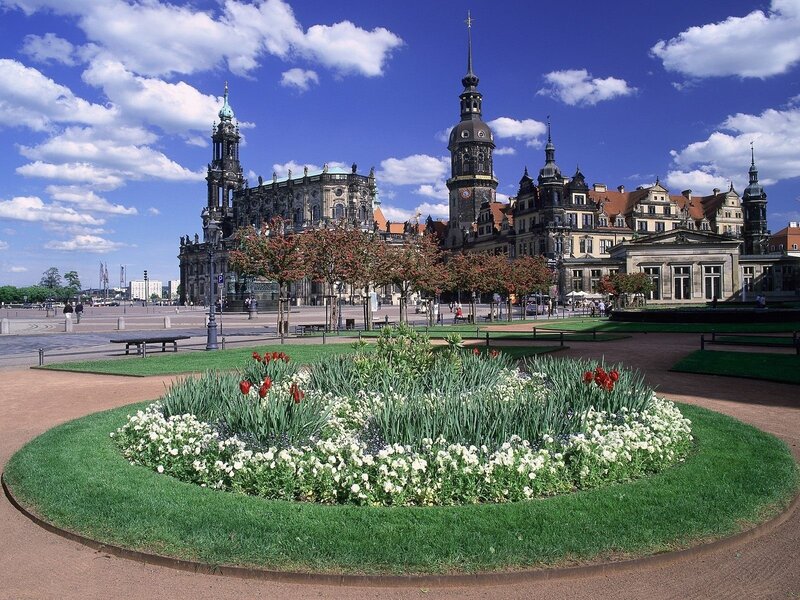 Circular Flower Bed — Green, Serene, Afternoon